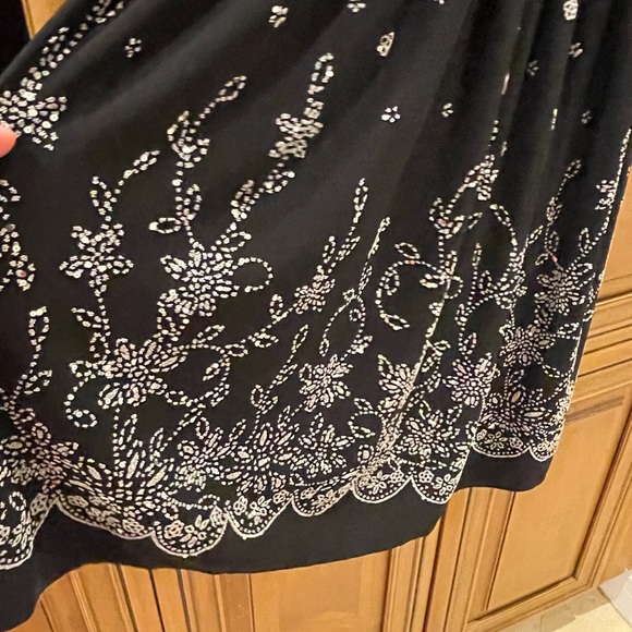 Cache BLACK beaded dress Stone Brooch Sweetheart Neckline Spaghetti Straps SZ 12 - Picture 7 of 14